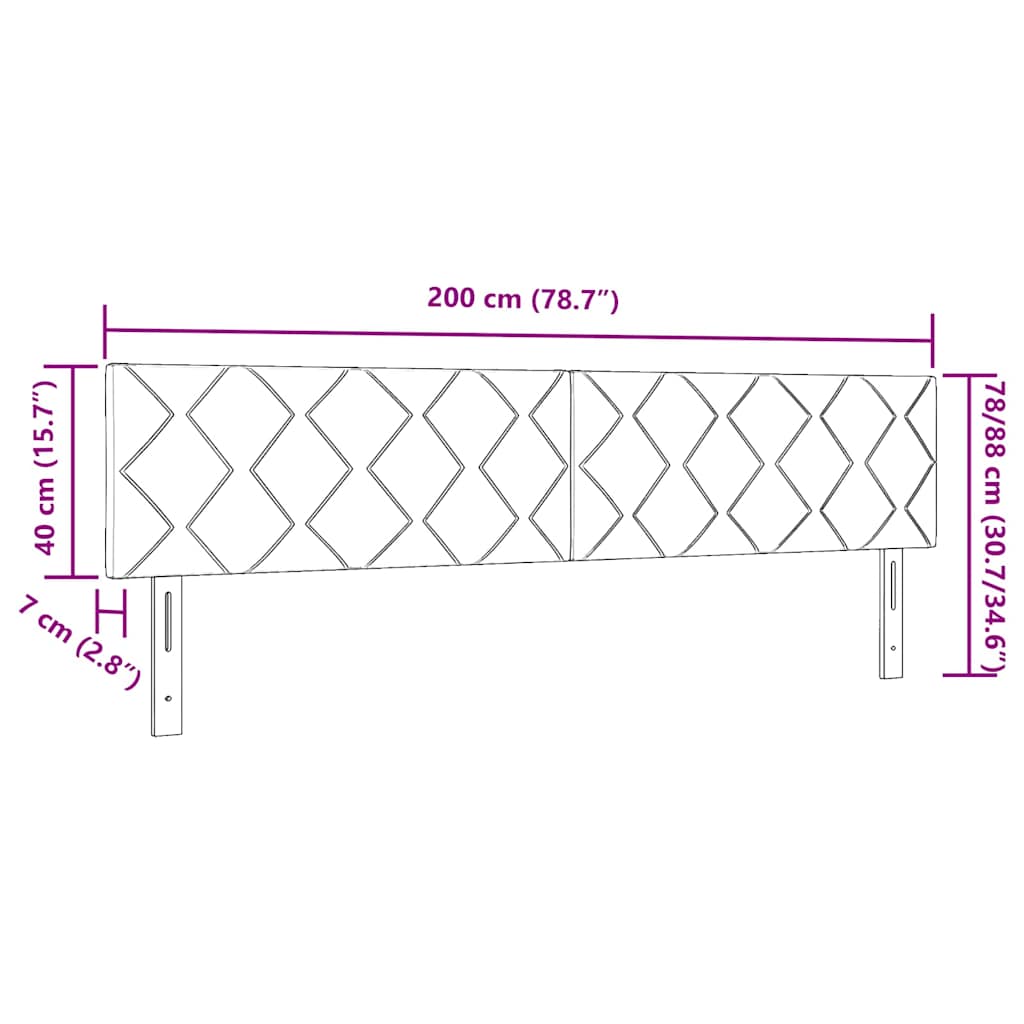 Headboard with LED Strip Lights Adjustable Black 200 cm Fabric